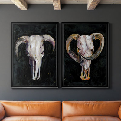 " Horned Skull I " 2 - Pieces Painting Print