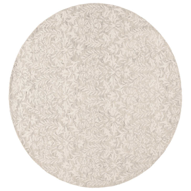 Ebony Hand Tufted Wool Pile Floral Rug, Runner 2'3" x 9"