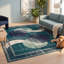 Tapis Alder2 Modern Circles géométrique bleu sarcelle et blanc, lavable à la machine, antidérapant, à poils courts, pour l'intérieur et l'extérieur, adapté aux animaux domestiques, idéal pour le salon, la chambre, la salle à manger, l'entrée, le corridor ou le bureau.-81891269