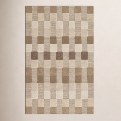 Nerra Alexcia Hand Tufted Wool Striped Natural Area Rug 5' X 8'