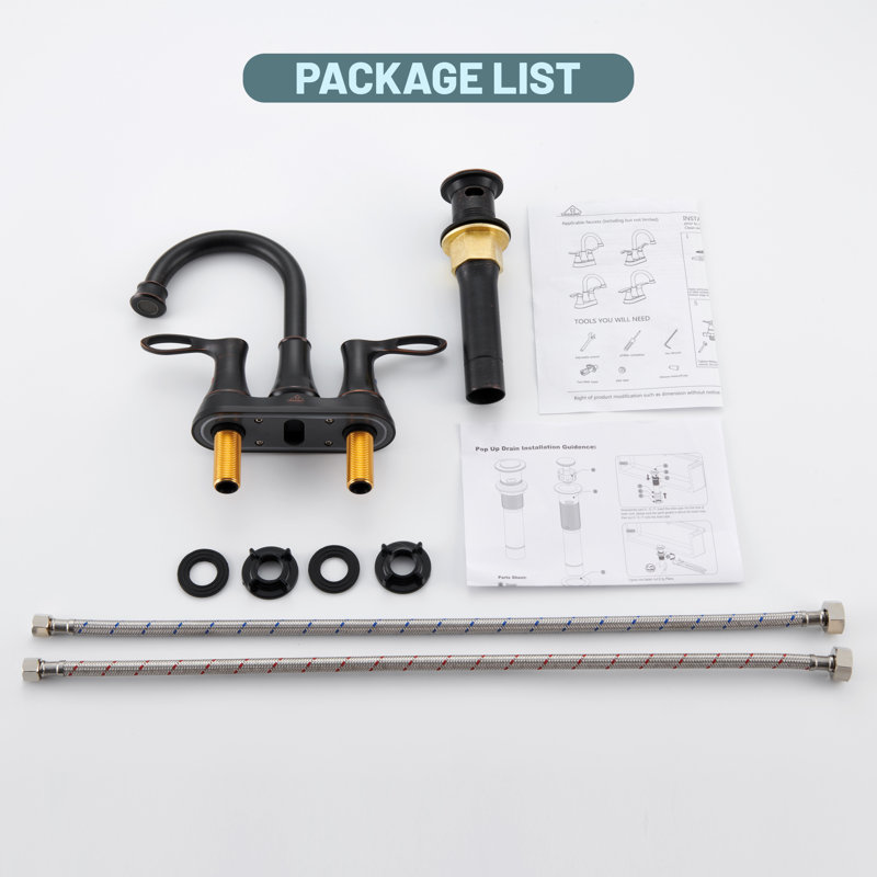 Oil Rubbed Bronze 4-Inch Double Handle Bathroom Faucet Kit