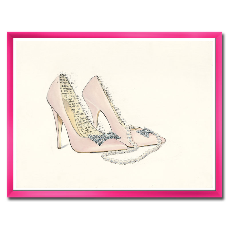 Cadre photo « glamour black diamond stiletto ii », reproduction sur toile, Encadré rose, H 36 po x l 46 po x P 1,5 po