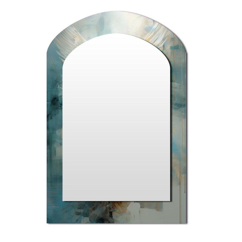 Angels Announcement Celestical Christianism I - Christianity Asymmetrical Large Mirror, Traditional Arch Decorative Wall Mirror, Printed Metal Art