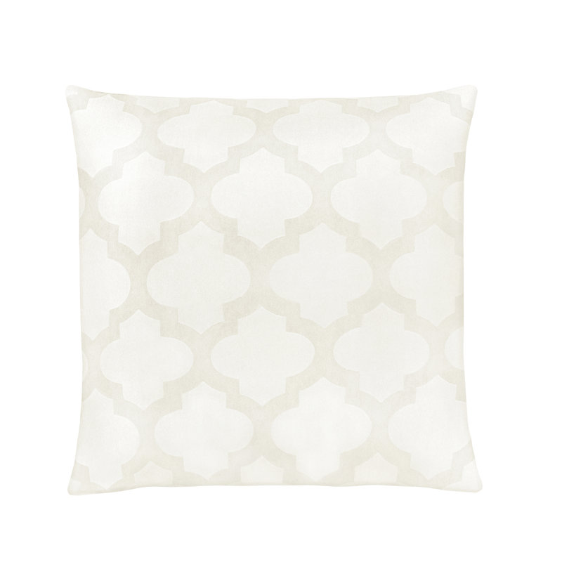 Ivory Polyester 18" Square Decorative Throw Pillow