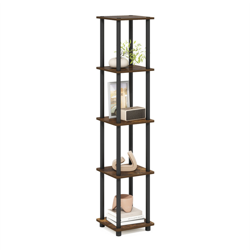 Bibliothèque standard en plastique Juarez H 57,7 "x l 11,6", Pin ambré / noir