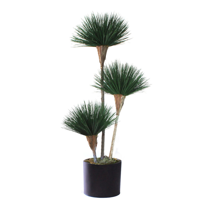 90'' Bonsai Tree in Planter, Green/White