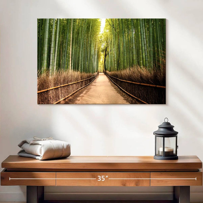 Forêt de bambou japonaise sur toile, H 16 po x l 24 po x P 1,25 po