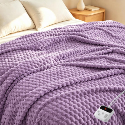 Jeté électrique chauffant, flanelle jacquard 3D et molleton Sherpa, chauffage rapide avec 6 réglages de chaleur, arrêt automatique après 9 heures, couverture chaude lavable à la machine pour le canapé, le lit et les cadeaux