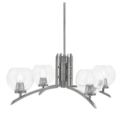 Kurve Light Chandelier With 5.75" Clear Bubble Glass