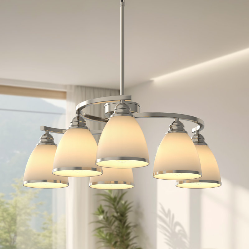 Lustre traditionnel 6 lumières 28,2 po nickel poli