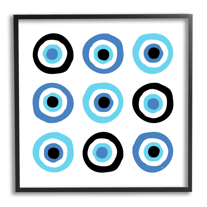 Traditionnel art déco, mauvais œil symbolique, H 24 po x l 24 po, Cadre noir