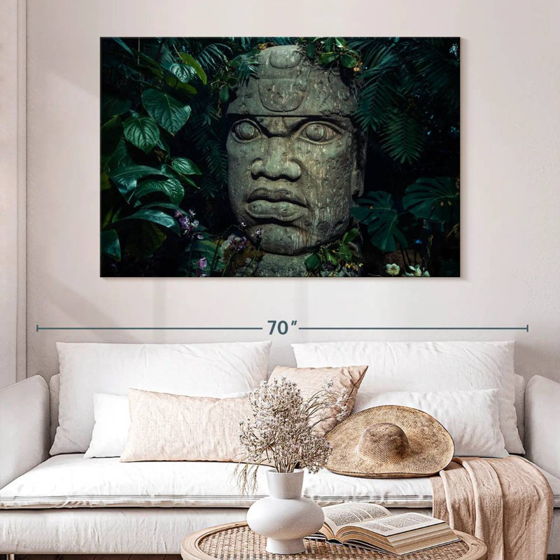 Tête Leisha Mayan Olmec, H 34 po x l 51 po