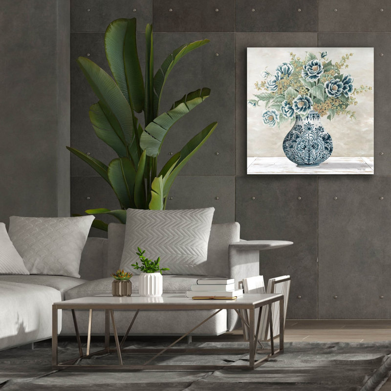 «Feeling Blue I» par Cindy Jacobs, art mural sur toile, H 37 po x l 37 po x P 1,5 po
