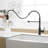 Contemporary Black Stainless Steel Kitchen Faucet With Pull Out Spray Head And Single Control Handle Down Precision-973323383
