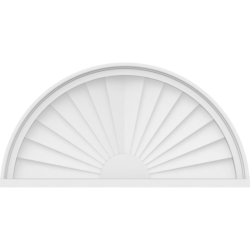 30"W x 15"H x 2"P Half Round Sunburst Architectural Grade PVC Pediment, 15" H  x 30" W  x 2" D