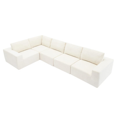 Modular Sectional Sofa with Wide Seat,No Assembly Required,Free Combination,L Shaped Couch Set,Cloud Upholstered Indoor Furniture,Minimalist Boneless Sofa for Living Room,Bedroom