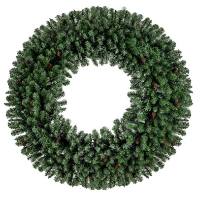 60” Large Artificial Christmas Wreath with 200 White LED Lights, 680 Branch Tips