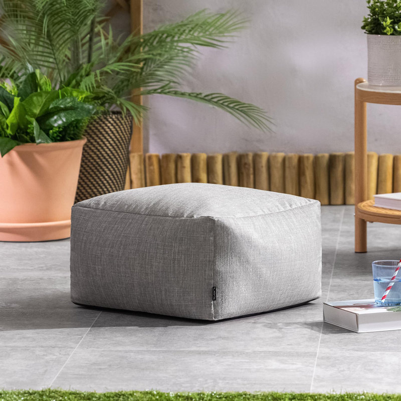 Upholstered Outdoor Ottoman, Grey