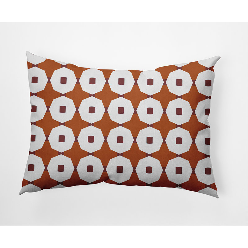 Geometric Outdoor Reversible Throw Pillow, Orange