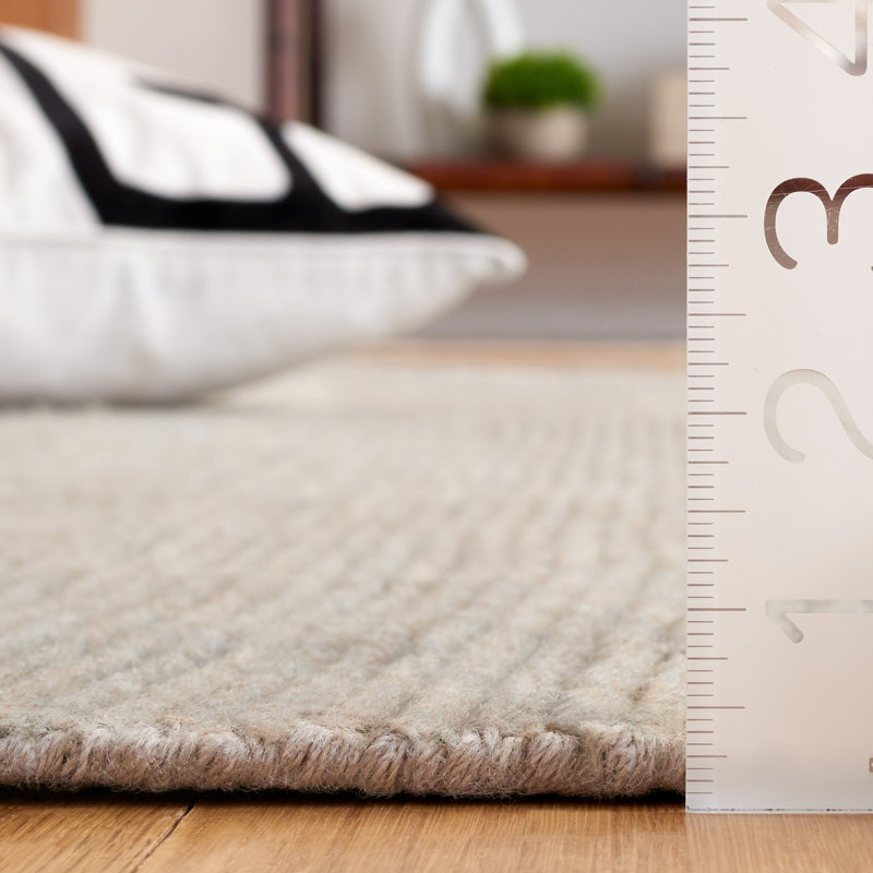 Tapis gris / beige en laine / coton noué à la main Juleidy 801, Rectangle 6 pi x 9 pi