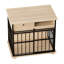 Cage pour grand chien avec plateau et rangement, structure en fer, dimensions du produit : 90 x 58 x 85 cm, tiroir lisse, plateau en bois massif, mobilier d'intérieur moderne pour chiens de taille moyenne, noir naturel.