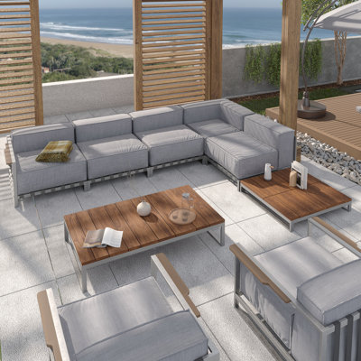 6 - Person Modular Patio Conversation Set with Sunbrella® Cushions