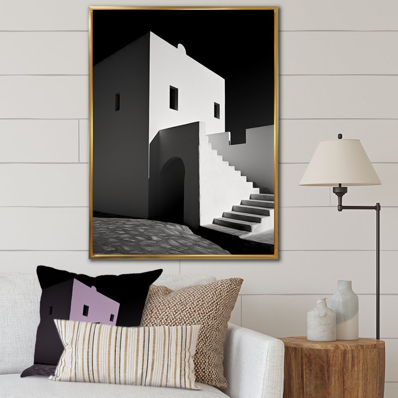 Châteaux, mimalisme, paysage, photographie, bâtiments, art mural, salon, 40" H x 30" W, Cadre flottant doré