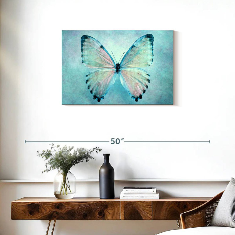 Papillon bleu délicat Brampt, H 20 po x l 30 po