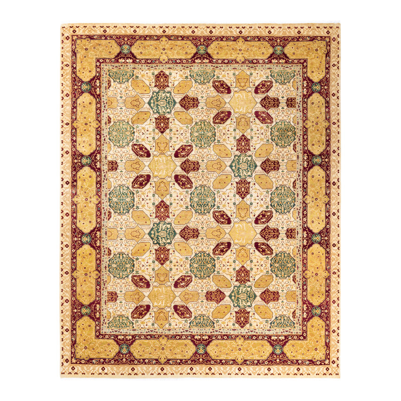 Tapis unique noué à la main ivoire 8 pi 2 po x 10 pi 4 po Keenan