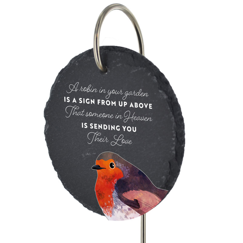 Bralie Slate Circle Robin Grave Marker Memorial Plaque