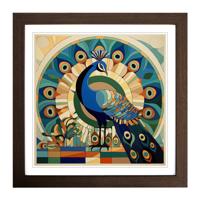 Peacock Constructivism No.1 - Single Picture Frame Print on Wood