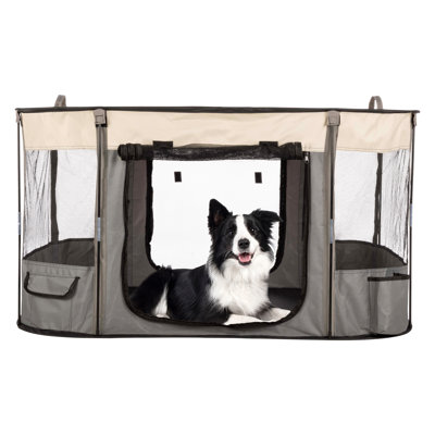 Parc pour chien de 43 po x 34 po x 23 po PETMAker - Chenil pour chiots résistant aux égratignures - Enclos de jeu pour chien à l'intérieur / extérieur pour chiens, chats et autres petits animaux - Sac de transport inclus, gris