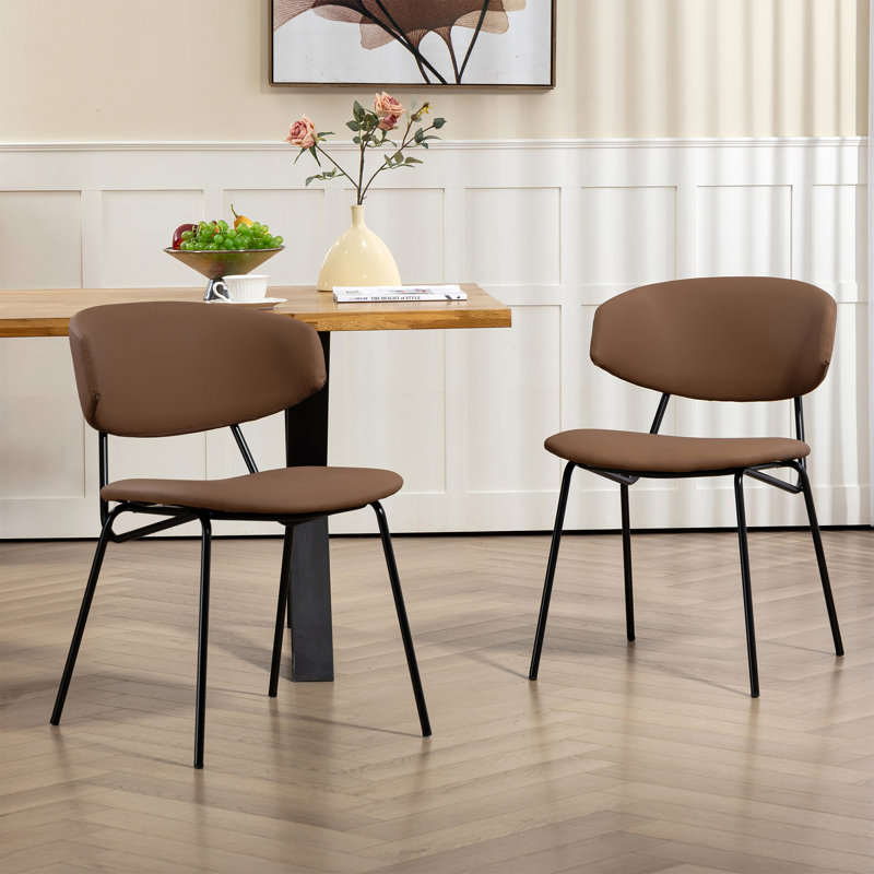 Ensemble de 2 chaises de salle à manger en faux cuir brun Chantay avec pieds en fer noir