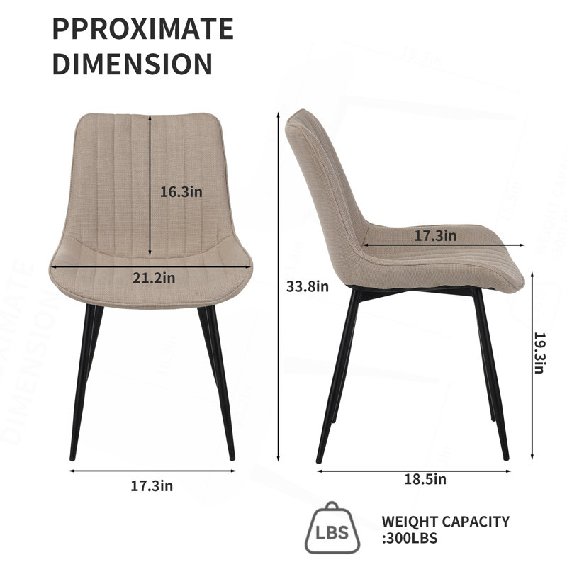 Modern Upholstered Dining Chairs Set of 4 with Padded Backrest and Metal Legs