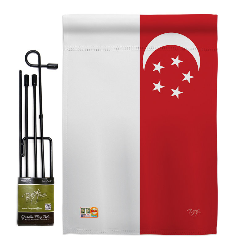 Ensemble drapeau 2 côtés 1 pi 7 po x 1 pi 1 po singapour