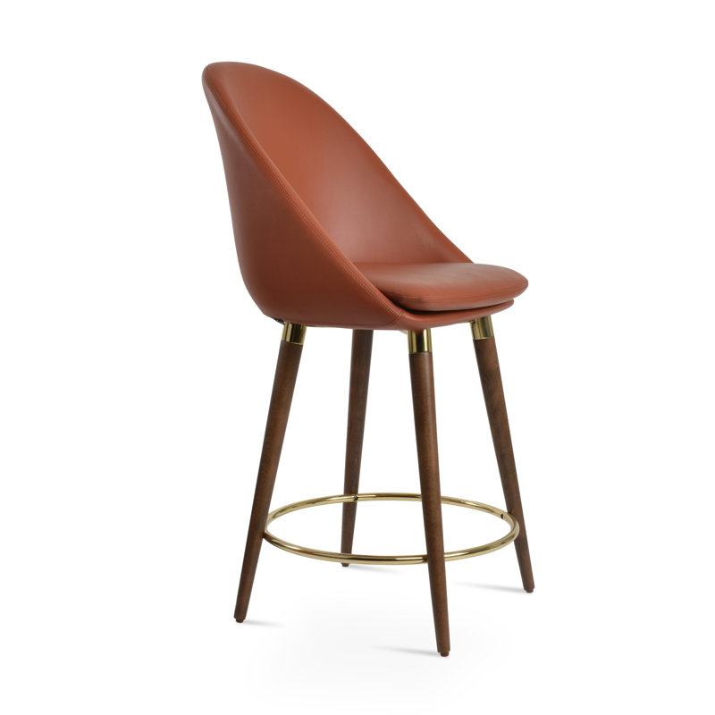 Tabouret de comptoir 23,2 po Avanos, Cannelle, Tabouret de comptoir (siège d'une hauteur de 23,2, Noyer / Chrome