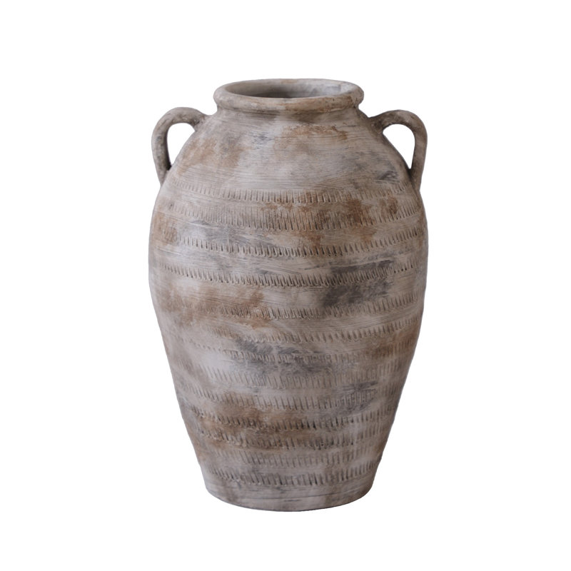 Aurelia Ceramic Jar, Distressed Antique Stone