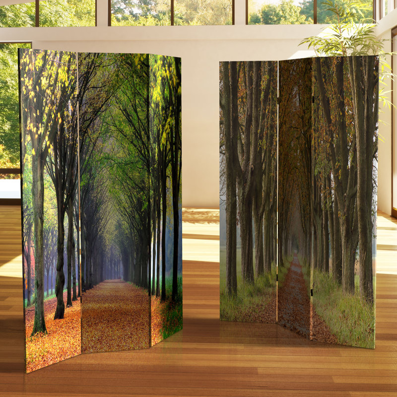 6 Ft. Tall Double Sided Lavender Road Canvas Room Divider, Summer