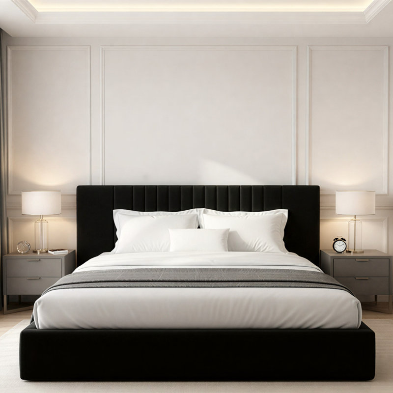 Upholstered Bed, Super King (190 x 213 cm), Black