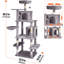 Grey Cat Tree 68.5", A Activity Centre With Condos, Scratching Post, Top Perch And Hanging For Cats' Exploration Needs Large Cats