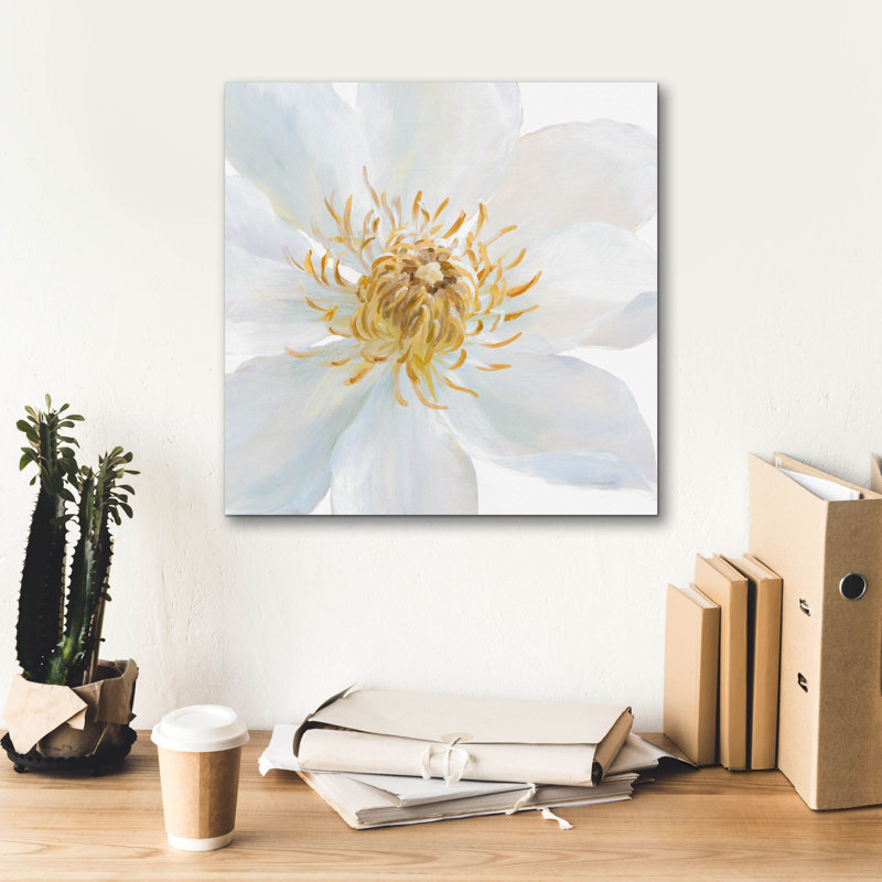 «Contemporary Clematis Gray» par Danhui Nai, art mural sur toile, H 18 po x l 18 po