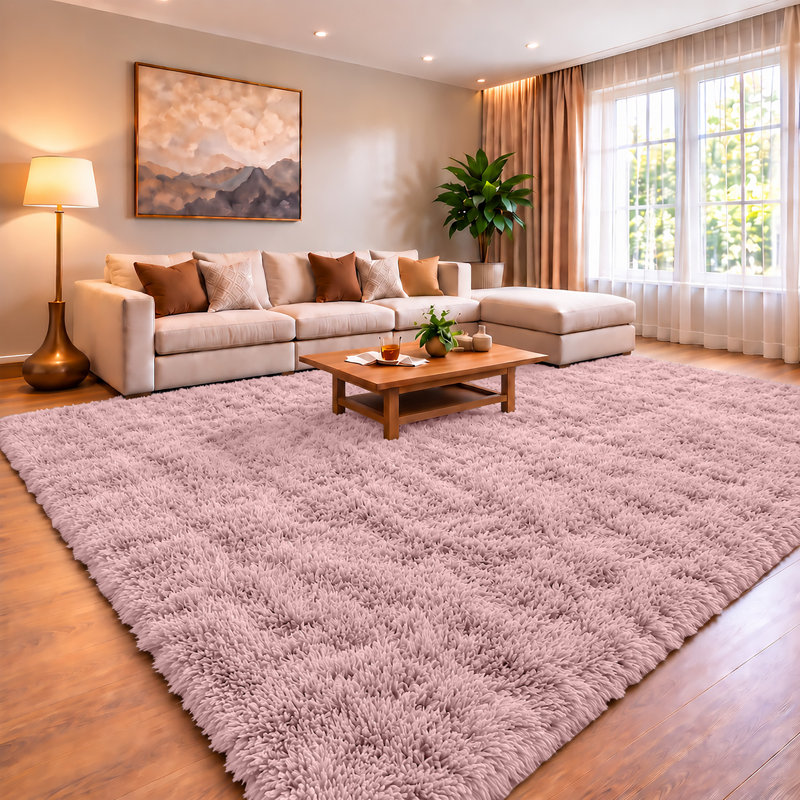 Soft Fluffy Living Room Large Area Rug, PINK, 200X290