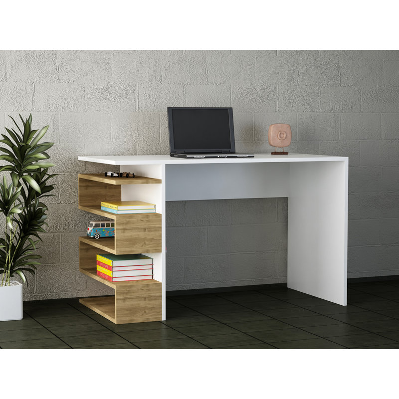 Assael Desk, White/Walnut