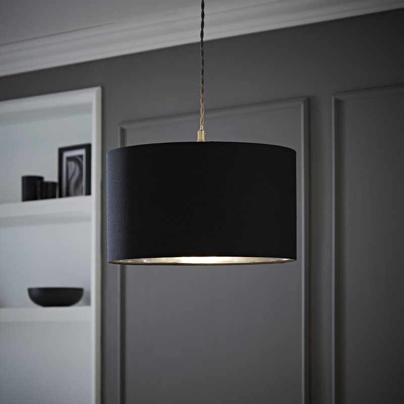 Takishia Linen Blend Lamp Shade in Black, 20cm H  x 35cm W  x 35cm D