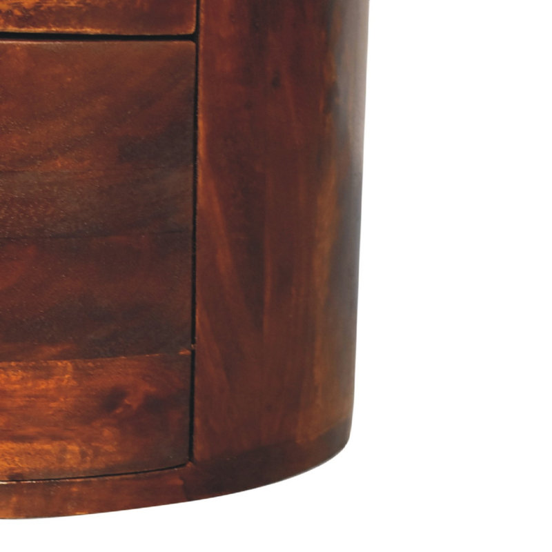 Solid Wood 3 -Drawer Round Accent Chest