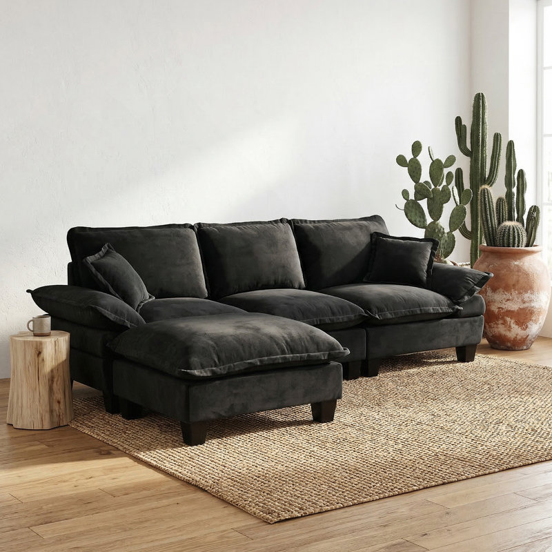 Canapé modulaire avec conception inspirée d'un voilier, Noir