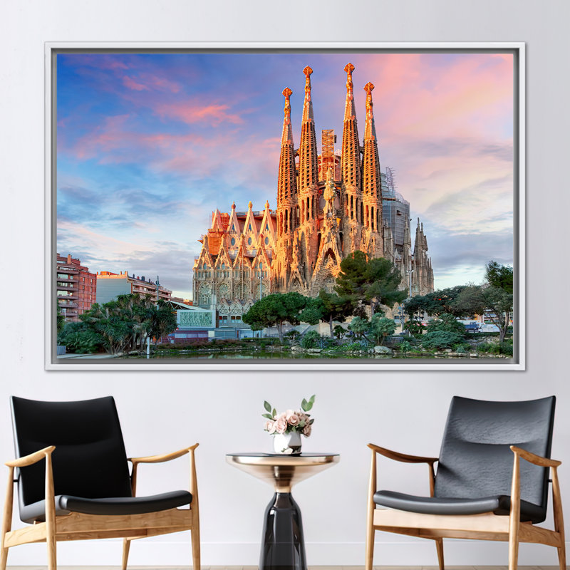 Art mural sur toile Antoni Gaudi, Reproduction encadrée sans passe-partout, Blanc, H 12 po x l 16 po