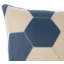 Coussin en cuir de vache bleu marine et crème - Patchwork hexagonal