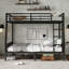 Metal Bunk Bed Full Xl Over Queen In Black - Safe And With Slats Wear-