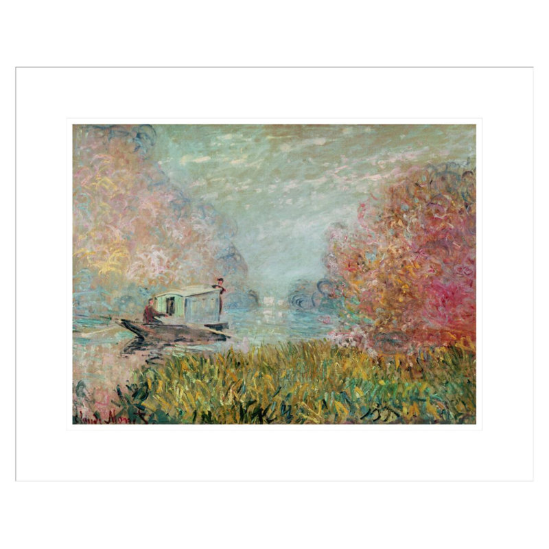 «The Boat Studio on the Seine» par Claude Monet, impression giclée encadrée, H 17,65 po x l 21,75 po